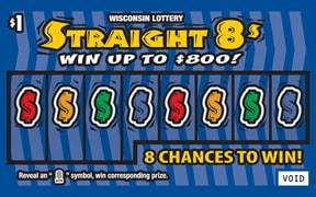 Straight 8s instant scratch ticket from Wisconsin Lottery - unscratched Straight 8s instant scratch ticket from Wisconsin Lottery - unscratched