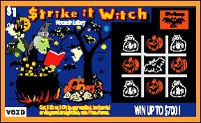 Strike it Witch instant scratch ticket from Wisconsin Lottery - unscratched Strike it Witch instant scratch ticket from Wisconsin Lottery - unscratched