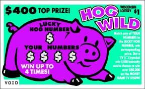 Hog Wild instant scratch ticket from Wisconsin Lottery - unscratched Hog Wild instant scratch ticket from Wisconsin Lottery - unscratched