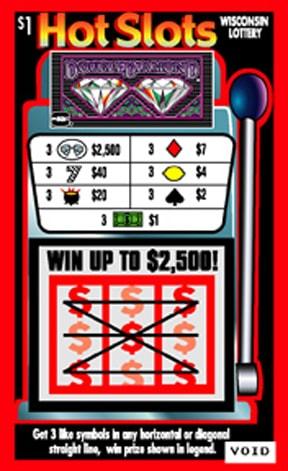 Hot Slots instant scratch ticket from Wisconsin Lottery - unscratched Hot Slots instant scratch ticket from Wisconsin Lottery - unscratched
