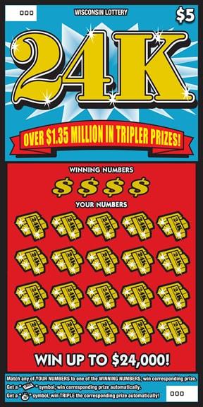 24K instant scratch ticket from Wisconsin Lottery - unscratched 24K instant scratch ticket from Wisconsin Lottery - unscratched