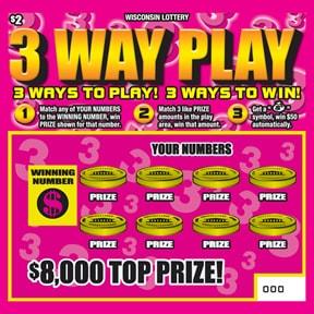 3 Way Play instant scratch ticket from Wisconsin Lottery - unscratched