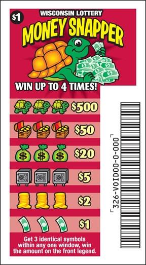 Money Snapper instant scratch ticket from Wisconsin Lottery - unscratched