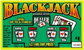 Blackjack instant scratch ticket from Wisconsin Lottery - unscratched Blackjack instant scratch ticket from Wisconsin Lottery - unscratched