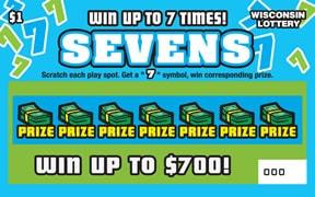 Sevens Elevens instant scratch ticket from Wisconsin Lottery - unscratched
