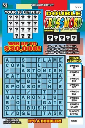 Double Crossword instant scratch ticket from Wisconsin Lottery - unscratched Double Crossword instant scratch ticket from Wisconsin Lottery - unscratched