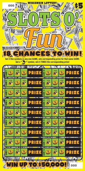 Slots o' Fun instant scratch ticket from Wisconsin Lottery - unscratched Slots o' Fun instant scratch ticket from Wisconsin Lottery - unscratched