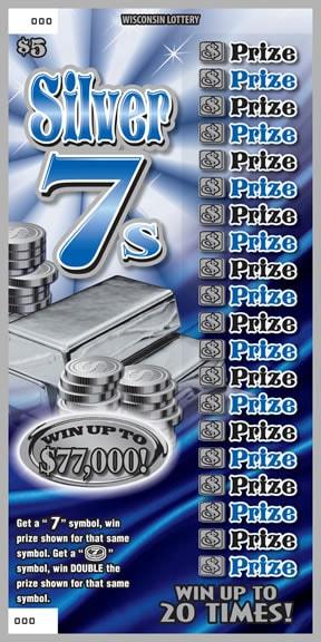 Silver 7s instant scratch ticket from Wisconsin Lottery - unscratched Silver 7s instant scratch ticket from Wisconsin Lottery - unscratched
