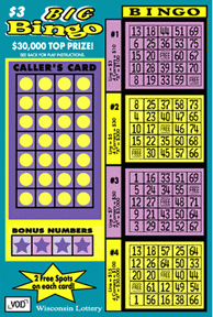 Big Bingo instant scratch ticket from Wisconsin Lottery - unscratched