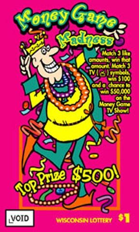 Money Game Madness instant scratch ticket from Wisconsin Lottery - unscratched Money Game Madness instant scratch ticket from Wisconsin Lottery - unscratched