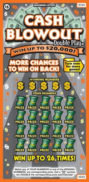 Cash Blowout Double Play instant scratch ticket from Wisconsin Lottery - unscratched Cash Blowout Double Play instant scratch ticket from Wisconsin Lottery - unscratched