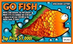 Go Fish instant scratch ticket from Wisconsin Lottery - unscratched Go Fish instant scratch ticket from Wisconsin Lottery - unscratched