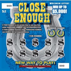 Close Enough instant scratch ticket from Wisconsin Lottery - unscratched