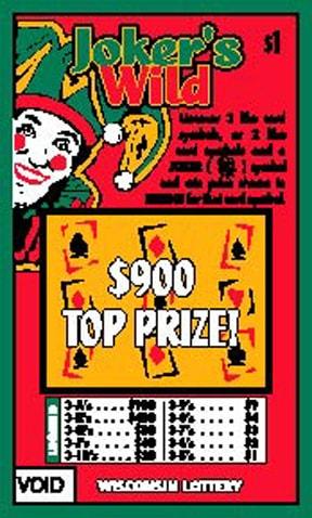 Jokers Wild instant scratch ticket from Wisconsin Lottery - unscratched Jokers Wild instant scratch ticket from Wisconsin Lottery - unscratched