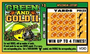 Green and Gold II instant scratch ticket from Wisconsin Lottery - unscratched Green and Gold II instant scratch ticket from Wisconsin Lottery - unscratched