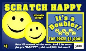Scratch Happy instant scratch ticket from Wisconsin Lottery - unscratched Scratch Happy instant scratch ticket from Wisconsin Lottery - unscratched