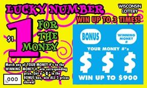 Lucky Number instant scratch ticket from Wisconsin Lottery - unscratched Lucky Number instant scratch ticket from Wisconsin Lottery - unscratched