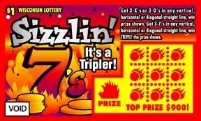 Sizlin' 7's instant scratch ticket from Wisconsin Lottery - unscratched Sizlin' 7's instant scratch ticket from Wisconsin Lottery - unscratched