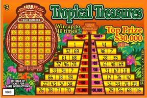 Tropical Treasures instant scratch ticket from Wisconsin Lottery - unscratched Tropical Treasures instant scratch ticket from Wisconsin Lottery - unscratched