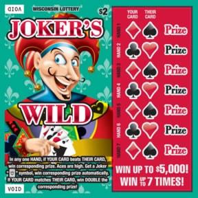 Joker's Wild instant scratch ticket from Wisconsin Lottery - unscratched Joker's Wild instant scratch ticket from Wisconsin Lottery - unscratched