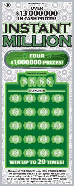 Instant Million instant scratch ticket from Wisconsin Lottery - unscratched