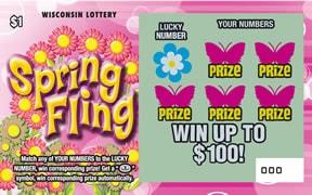 Seasonal Series Spring Fling instant scratch ticket from Wisconsin Lottery - unscratched