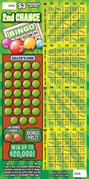 2nd Chance Bingo instant scratch ticket from Wisconsin Lottery - unscratched 2nd Chance Bingo instant scratch ticket from Wisconsin Lottery - unscratched