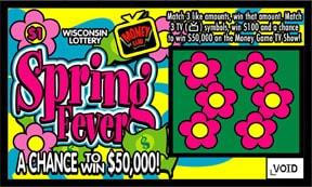 Spring Fever instant scratch ticket from Wisconsin Lottery - unscratched Spring Fever instant scratch ticket from Wisconsin Lottery - unscratched