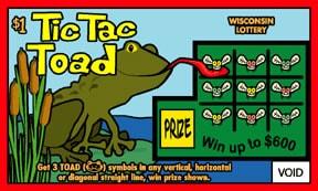 TicTacToad instant scratch ticket from Wisconsin Lottery - unscratched TicTacToad instant scratch ticket from Wisconsin Lottery - unscratched