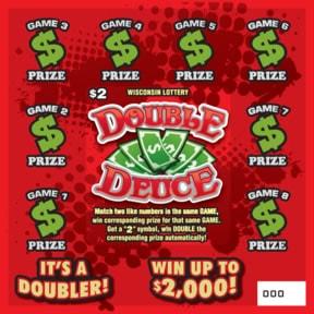 Double Deuce instant scratch ticket from Wisconsin Lottery - unscratched