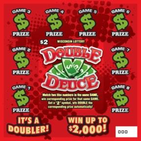 Double Deuce instant scratch ticket from Wisconsin Lottery - unscratched Double Deuce instant scratch ticket from Wisconsin Lottery - unscratched