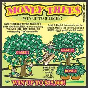 Money Trees instant scratch ticket from Wisconsin Lottery - unscratched Money Trees instant scratch ticket from Wisconsin Lottery - unscratched