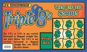 Triple 8's instant scratch ticket from Wisconsin Lottery - unscratched Triple 8's instant scratch ticket from Wisconsin Lottery - unscratched