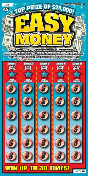 Easy Money instant scratch ticket from Wisconsin Lottery - unscratched Easy Money instant scratch ticket from Wisconsin Lottery - unscratched