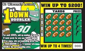 1st Down Doubler instant scratch ticket from Wisconsin Lottery - unscratched 1st Down Doubler instant scratch ticket from Wisconsin Lottery - unscratched