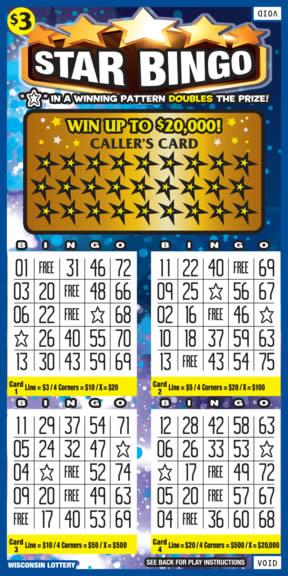 Star Bingo instant scratch ticket from Wisconsin Lottery - unscratched