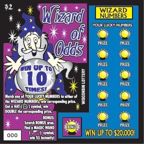 Wizard of Odds instant scratch ticket from Wisconsin Lottery - unscratched Wizard of Odds instant scratch ticket from Wisconsin Lottery - unscratched