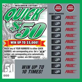 Quick $50 instant scratch ticket from Wisconsin Lottery - unscratched