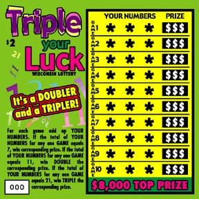 Triple Your Luck instant scratch ticket from Wisconsin Lottery - unscratched Triple Your Luck instant scratch ticket from Wisconsin Lottery - unscratched