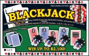 Blackjack Extra instant scratch ticket from Wisconsin Lottery - unscratched Blackjack Extra instant scratch ticket from Wisconsin Lottery - unscratched