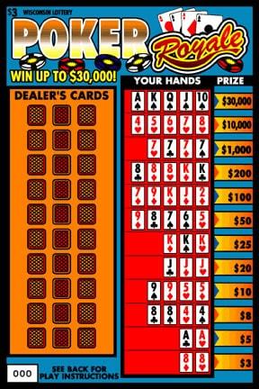 Poker Royale instant scratch ticket from Wisconsin Lottery - unscratched Poker Royale instant scratch ticket from Wisconsin Lottery - unscratched