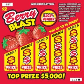 Berry Blast instant scratch ticket from Wisconsin Lottery - unscratched Berry Blast instant scratch ticket from Wisconsin Lottery - unscratched