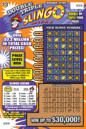 Double Triple Slingo instant scratch ticket from Wisconsin Lottery - unscratched Double Triple Slingo instant scratch ticket from Wisconsin Lottery - unscratched