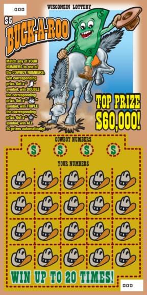 Buck-a-Roo instant scratch ticket from Wisconsin Lottery - unscratched Buck-a-Roo instant scratch ticket from Wisconsin Lottery - unscratched