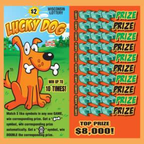 Lucky Dog instant scratch ticket from Wisconsin Lottery - unscratched Lucky Dog instant scratch ticket from Wisconsin Lottery - unscratched