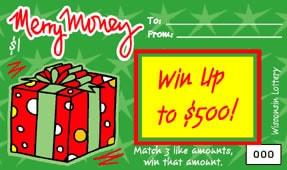 Merry Money instant scratch ticket from Wisconsin Lottery - unscratched