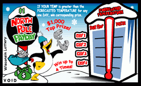 North Pole Payday instant scratch ticket from Wisconsin Lottery - unscratched North Pole Payday instant scratch ticket from Wisconsin Lottery - unscratched