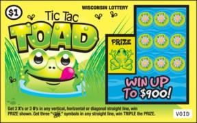 Tic Tac Toad instant scratch ticket from Wisconsin Lottery - unscratched Tic Tac Toad instant scratch ticket from Wisconsin Lottery - unscratched