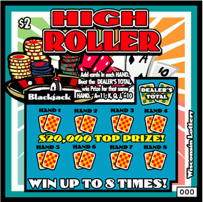 High Roller instant scratch ticket from Wisconsin Lottery - unscratched High Roller instant scratch ticket from Wisconsin Lottery - unscratched
