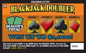 Blackjack Doubler instant scratch ticket from Wisconsin Lottery - unscratched Blackjack Doubler instant scratch ticket from Wisconsin Lottery - unscratched